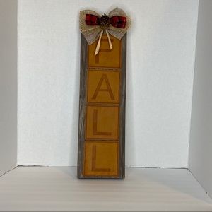 Leather Squares to Spell Out FALL on Faux Wood